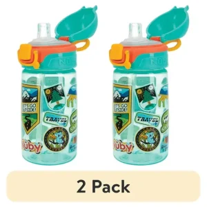 (2 pack) Nuby Thirsty Kids Flip-It Travel Straw Cup